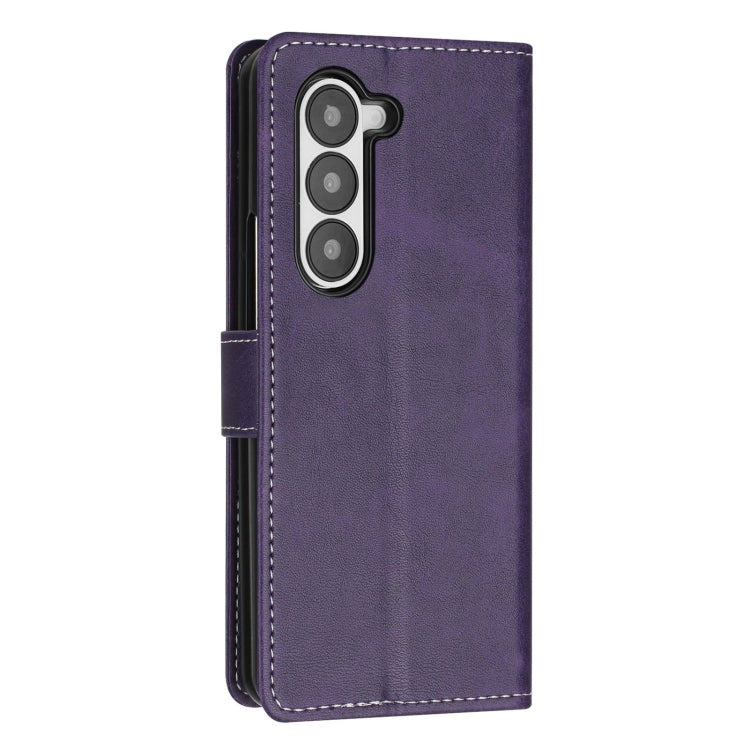For Samsung Galaxy Z Fold5 Stitching Calf Texture Buckle Folding Leather Phone Case