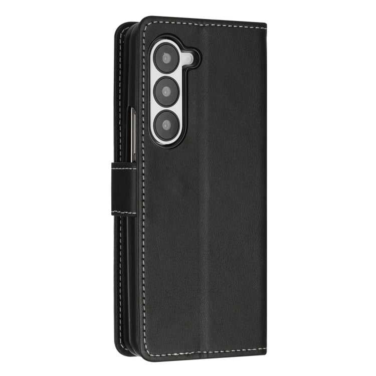 For Samsung Galaxy Z Fold5 Stitching Calf Texture Buckle Folding Leather Phone Case