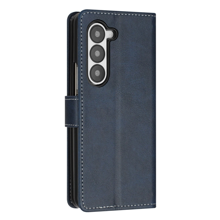 For Samsung Galaxy Z Fold5 Stitching Calf Texture Buckle Folding Leather Phone Case