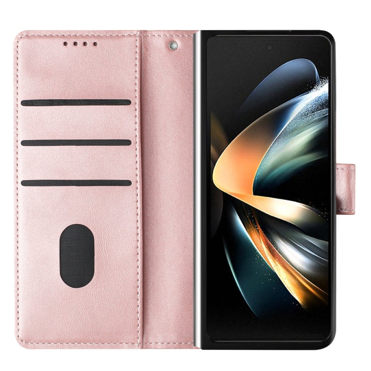For Samsung Galaxy Z Fold5 Stitching Calf Texture Buckle Folding Leather Phone Case