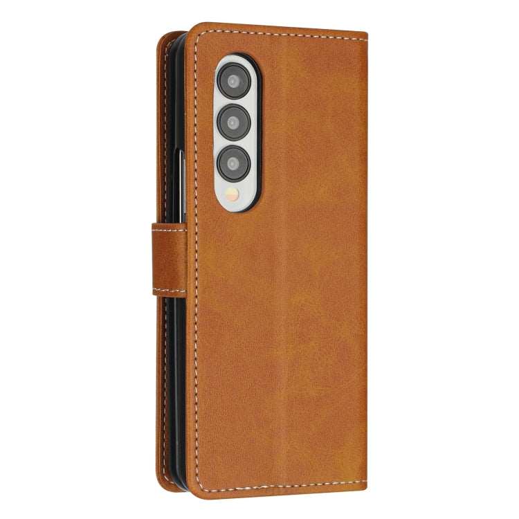 For Samsung Galaxy Z Fold4 Stitching Calf Texture Buckle Folding Leather Phone Case