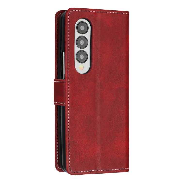 For Samsung Galaxy Z Fold4 Stitching Calf Texture Buckle Folding Leather Phone Case