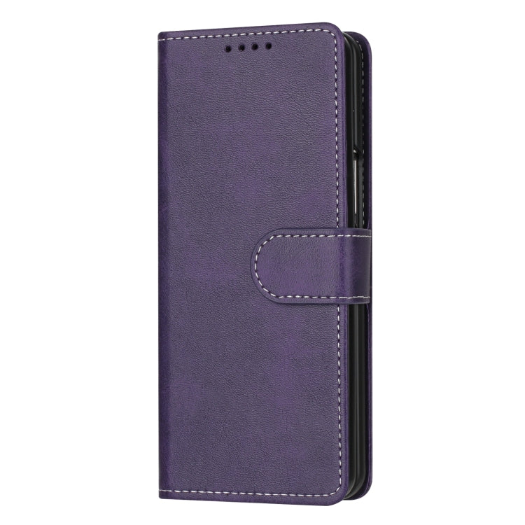 For Samsung Galaxy Z Fold4 Stitching Calf Texture Buckle Folding Leather Phone Case