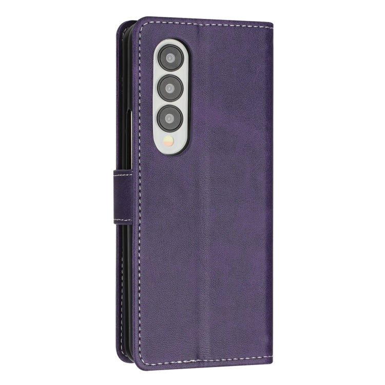 For Samsung Galaxy Z Fold4 Stitching Calf Texture Buckle Folding Leather Phone Case