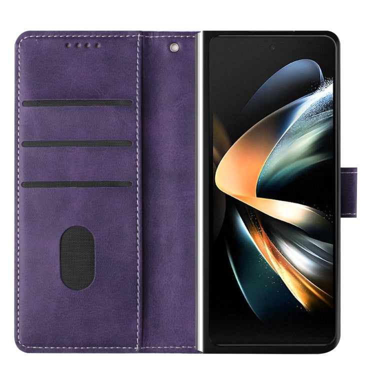 For Samsung Galaxy Z Fold4 Stitching Calf Texture Buckle Folding Leather Phone Case