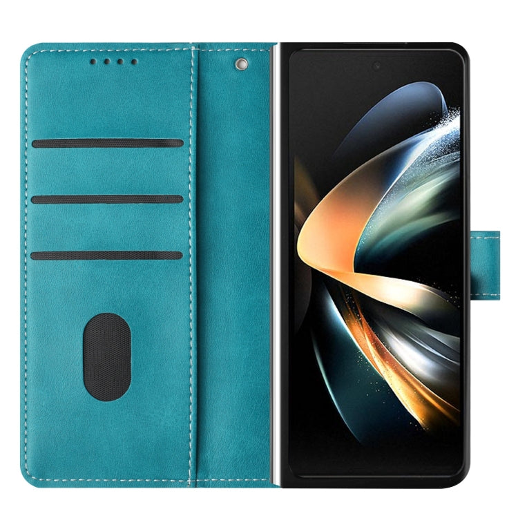 For Samsung Galaxy Z Fold4 Stitching Calf Texture Buckle Folding Leather Phone Case