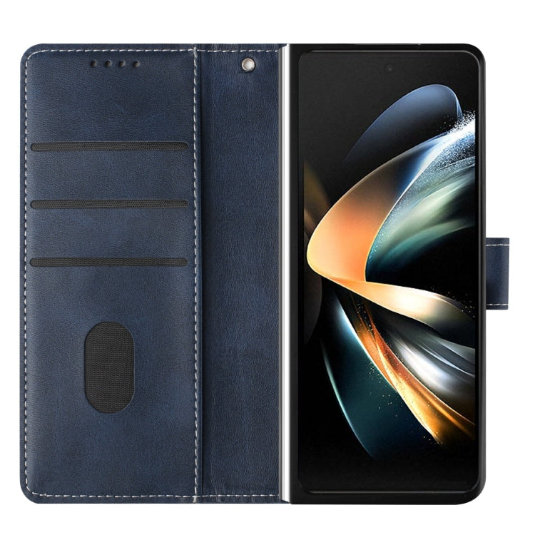 For Samsung Galaxy Z Fold4 Stitching Calf Texture Buckle Folding Leather Phone Case