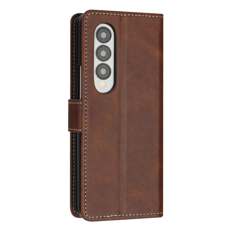 For Samsung Galaxy Z Fold4 Stitching Calf Texture Buckle Folding Leather Phone Case
