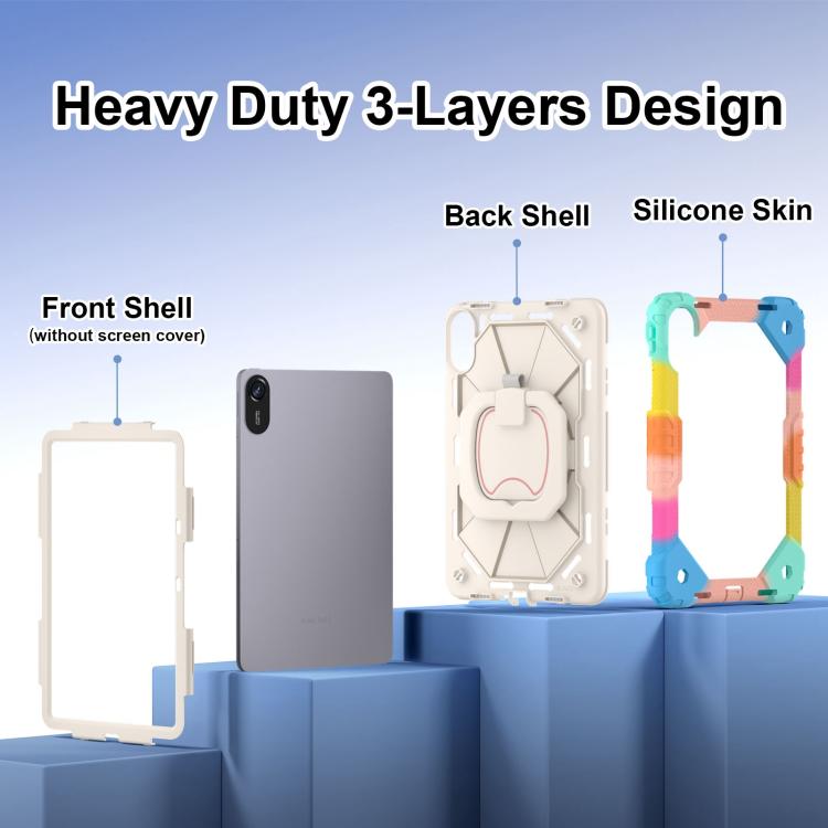 For Xiaomi Redmi Pad 2 11 2025 Contrast Color Robot Silicone Hybrid PC Tablet Case