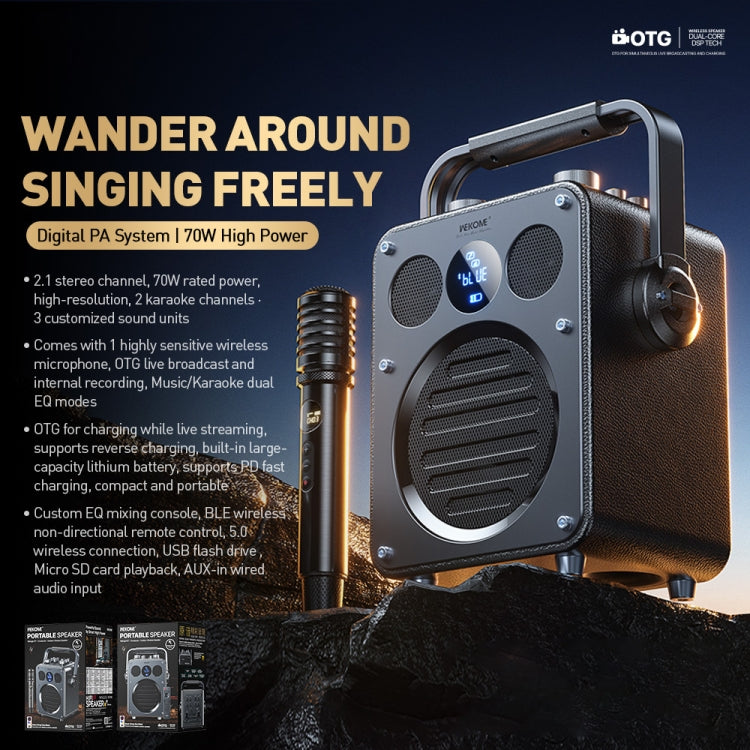 WK Beluga D7 Conductor HiFi Outdoor Portable Bluetooth Speaker - Black
