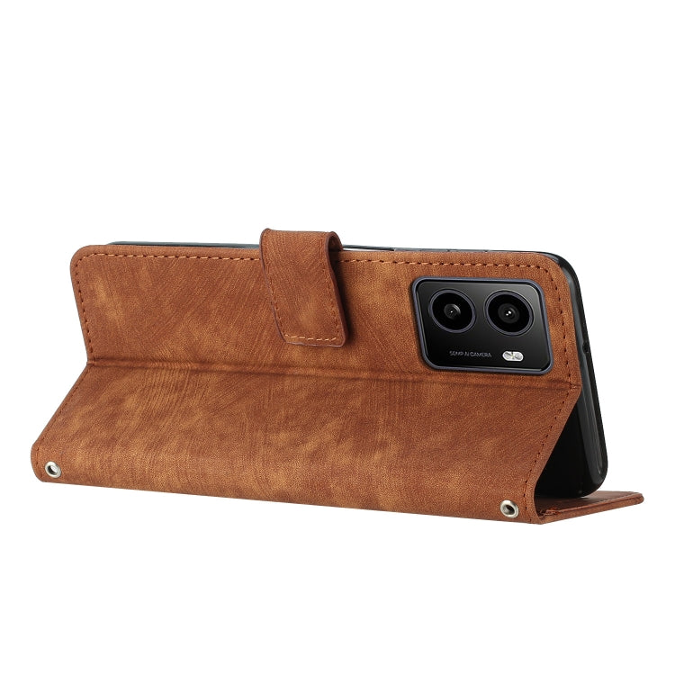 For HMD Pulse Pro Skin Feel Stripe Pattern Leather Phone Case with Lanyard