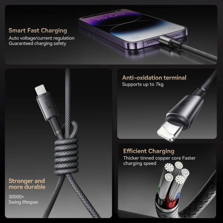 JOYROOM S-A50 3A 480Mbps Fast Charging Data Cable, USB-A to 8 Pin Cable, Length: 1.2m - Dark Gray