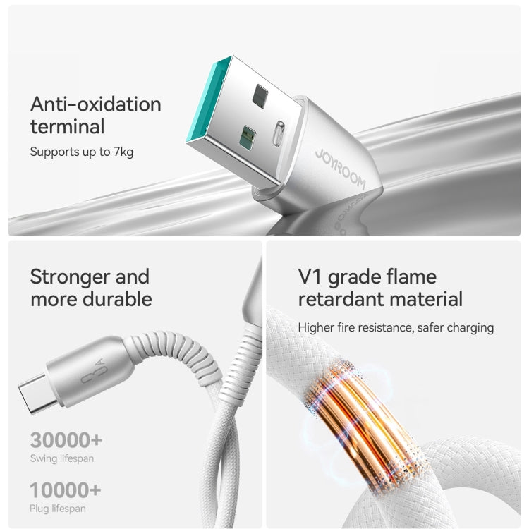 JOYROOM S-A51 Cutting-Edge Series 3A Fast Charging Data Cable, USB-A to Type-C Cable, Length: 1.2m - Light Gray