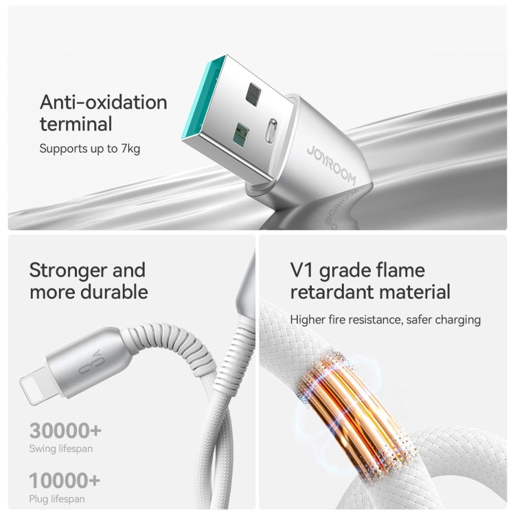 JOYROOM S-A51 Cutting-Edge Series 3A Fast Charging Data Cable, USB-A to 8 Pin Cable, Length: 1.2m - Light Gray