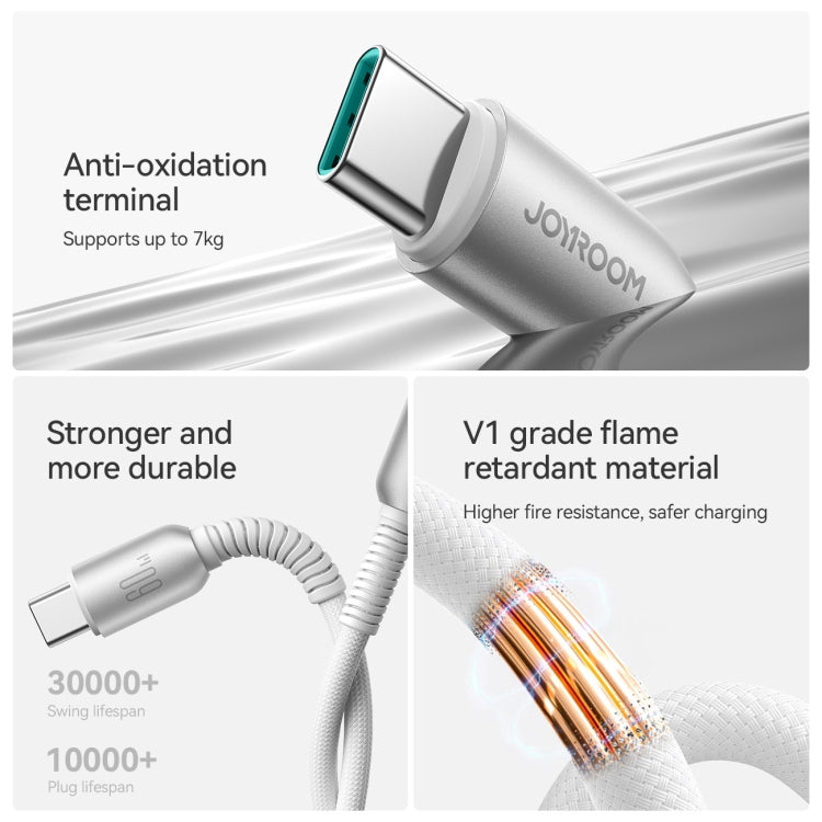 JOYROOM S-A51 Cutting-Edge Series 3A Fast Charging Data Cable, Type-C to Type-C Cable, Length: 1.2m - Light Gray