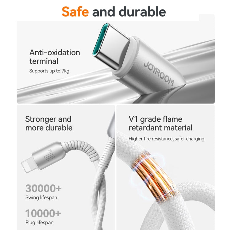 JOYROOM S-A51 Cutting-Edge Series 3A Fast Charging Data Cable, Type-C to 8 Pin Cable, Length: 1.2m - Light Gray