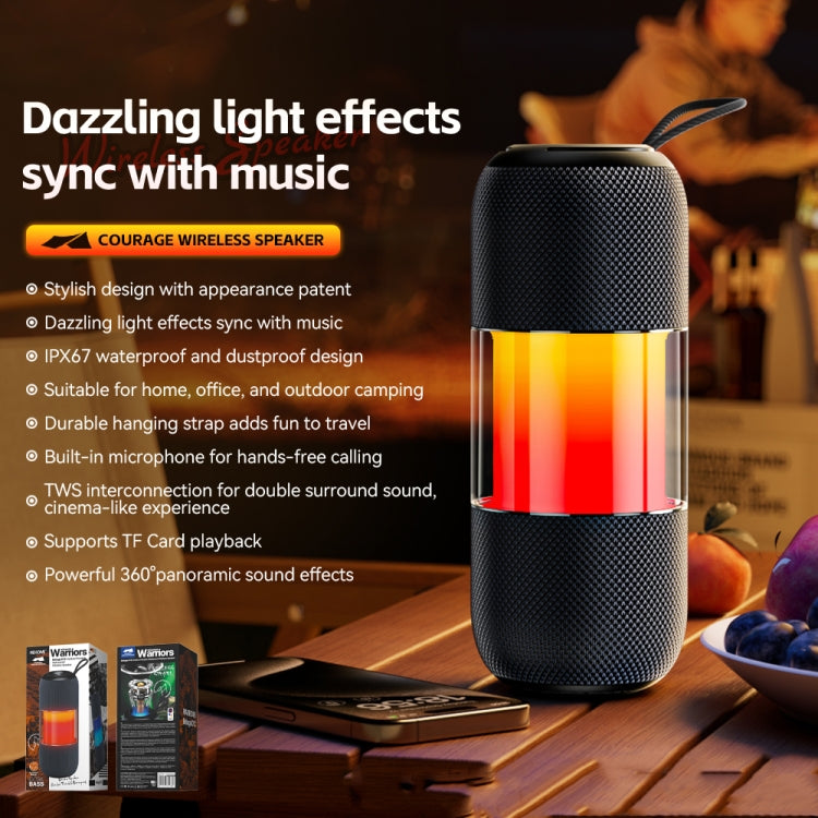 WK Beluga D12 Warrior Outdoor Waterproof Portable Bluetooth Speaker - Black