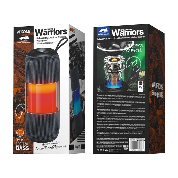 WK Beluga D12 Warrior Outdoor Waterproof Portable Bluetooth Speaker - Black