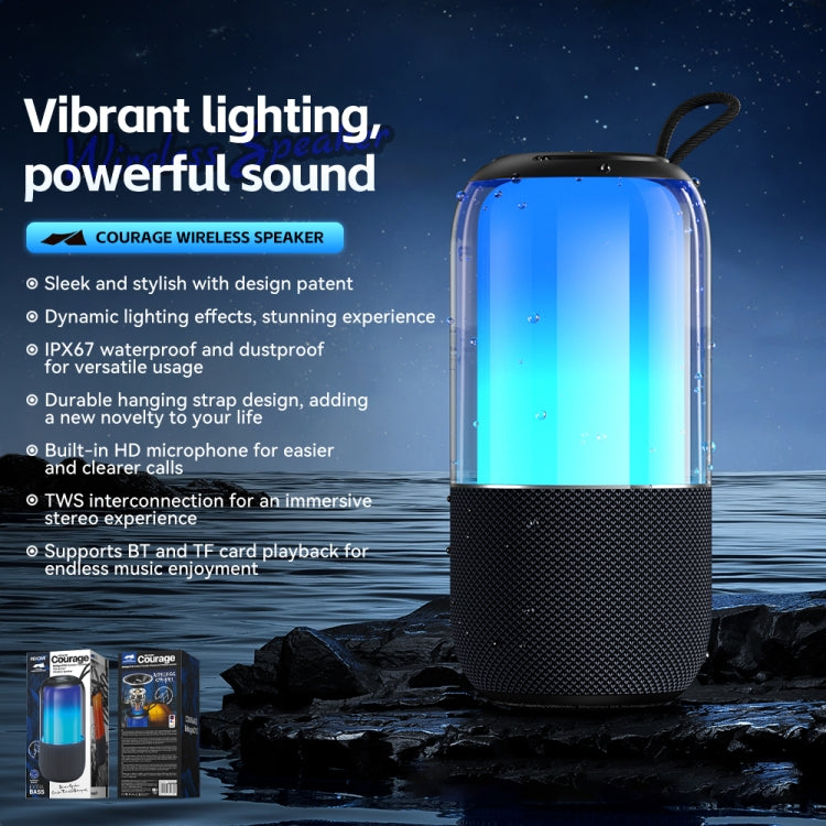 WK Beluga D13 Outdoor Waterproof Portable Bluetooth Speaker - Black