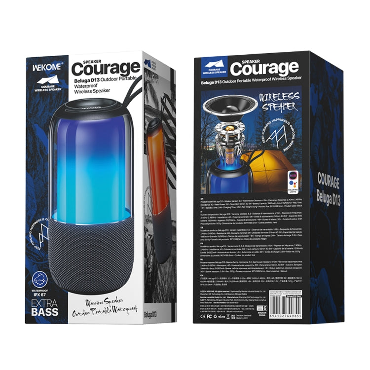 WK Beluga D13 Outdoor Waterproof Portable Bluetooth Speaker - Black