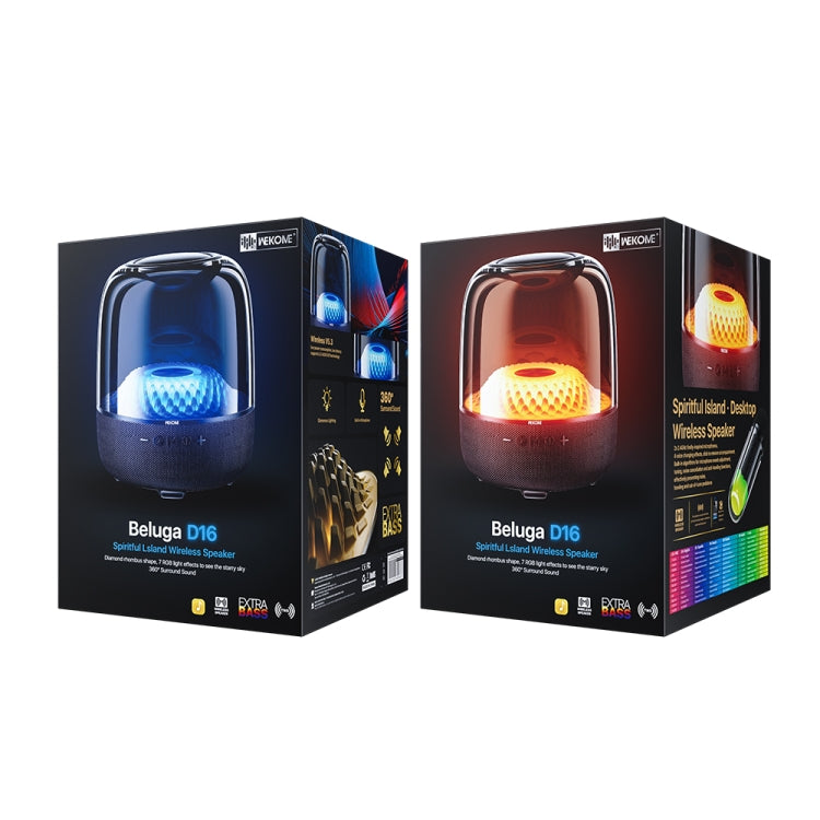 WK Beluga D16 Smart Island Desktop Bluetooth Speaker with Dual Microphones - Black
