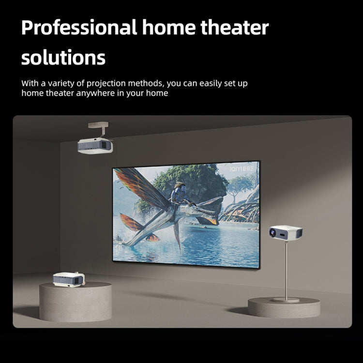 AUN A004 Pro 1920 x 1080P 9000Lumen Android 9.0 Portable LCD Projector, US Plug - White