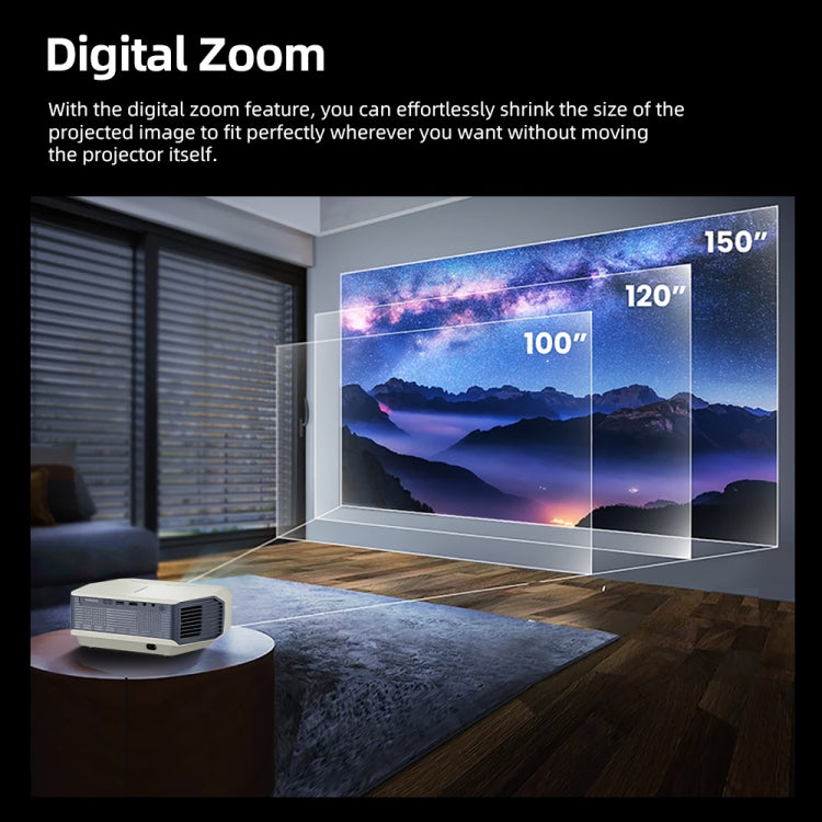 AUN A004 Pro 1920 x 1080P 9000Lumen Android 9.0 Portable LCD Projector, US Plug - White