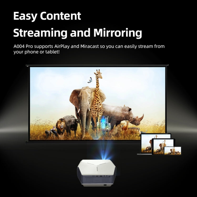AUN A004 Pro 1920 x 1080P 9000Lumen Android 9.0 Portable LCD Projector, US Plug - White