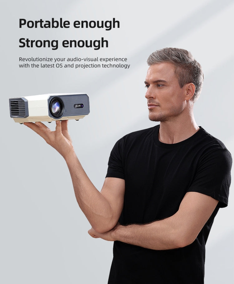 AUN A004 Pro 1920 x 1080P 9000Lumen Android 9.0 Portable LCD Projector, US Plug - White