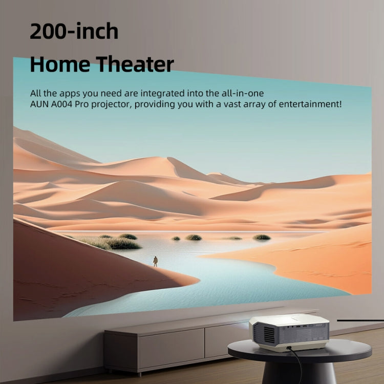AUN A004 Pro 1920 x 1080P 9000Lumen Android 9.0 Portable LCD Projector, US Plug - White