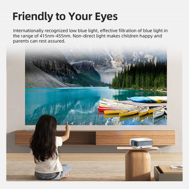AUN A004 Pro 1920 x 1080P 9000Lumen Android 9.0 Portable LCD Projector, EU Plug - White