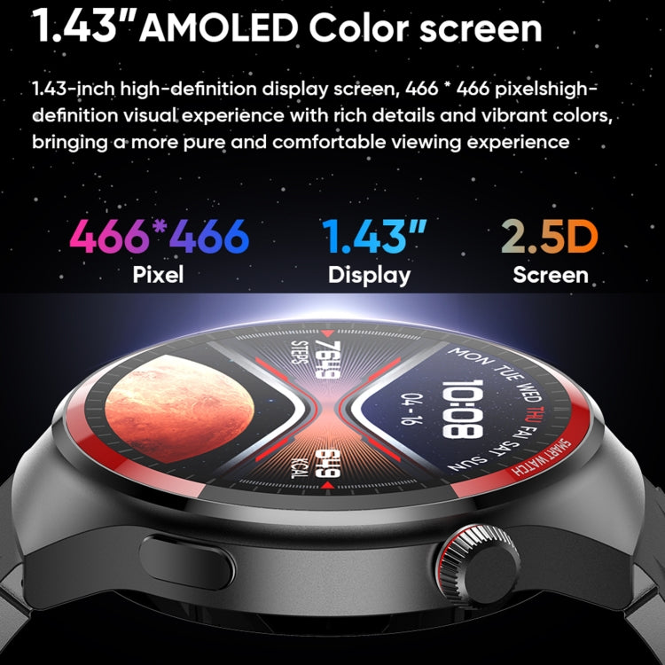 MT78 1.43 inch IP67 Waterproof Smart Watch, Support Sleep Monitoring - Black