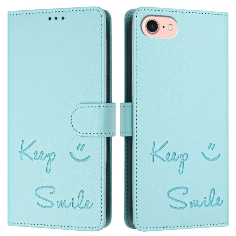 For iPhone SE 2022 / 2020 / 8 / 7 Smile Embossing RFID Leather Phone Case