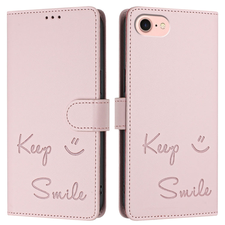 For iPhone SE 2022 / 2020 / 8 / 7 Smile Embossing RFID Leather Phone Case