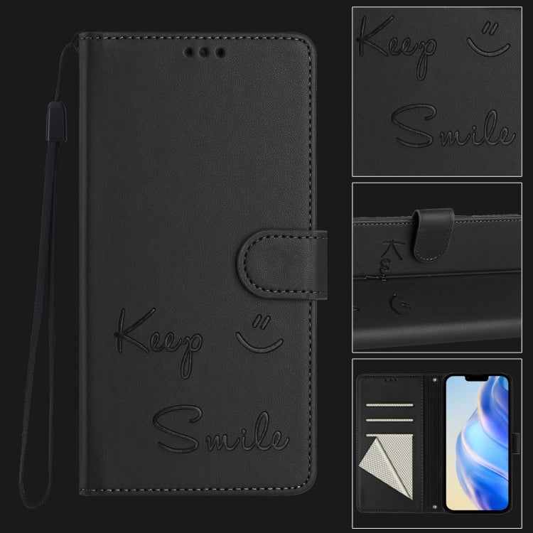 For iPhone 13 Pro Smile Embossing RFID Leather Phone Case
