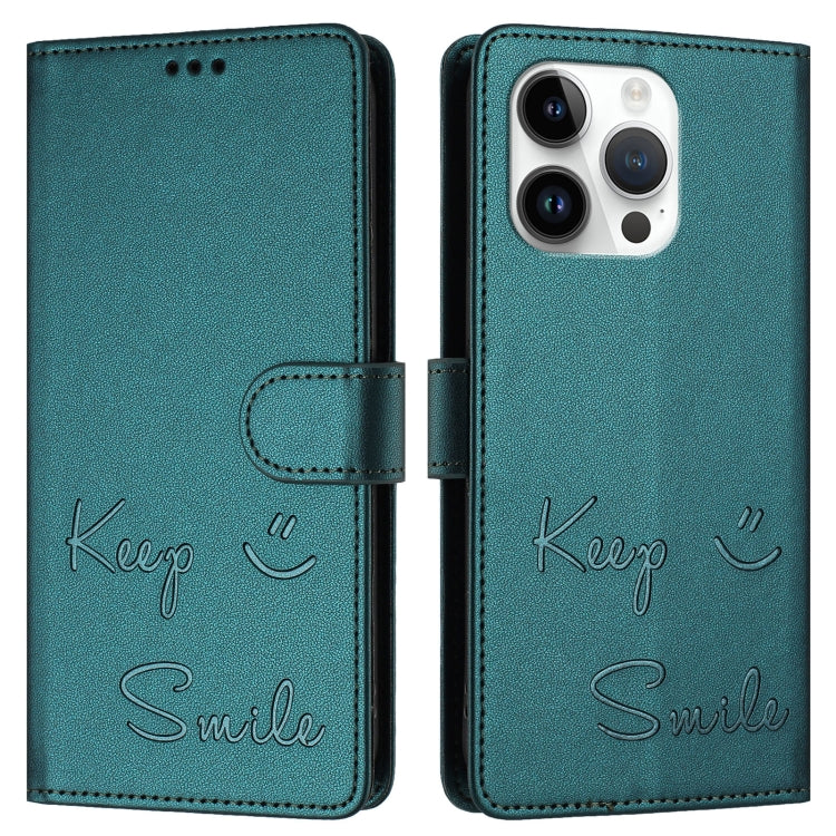 For iPhone 13 Pro Smile Embossing RFID Leather Phone Case