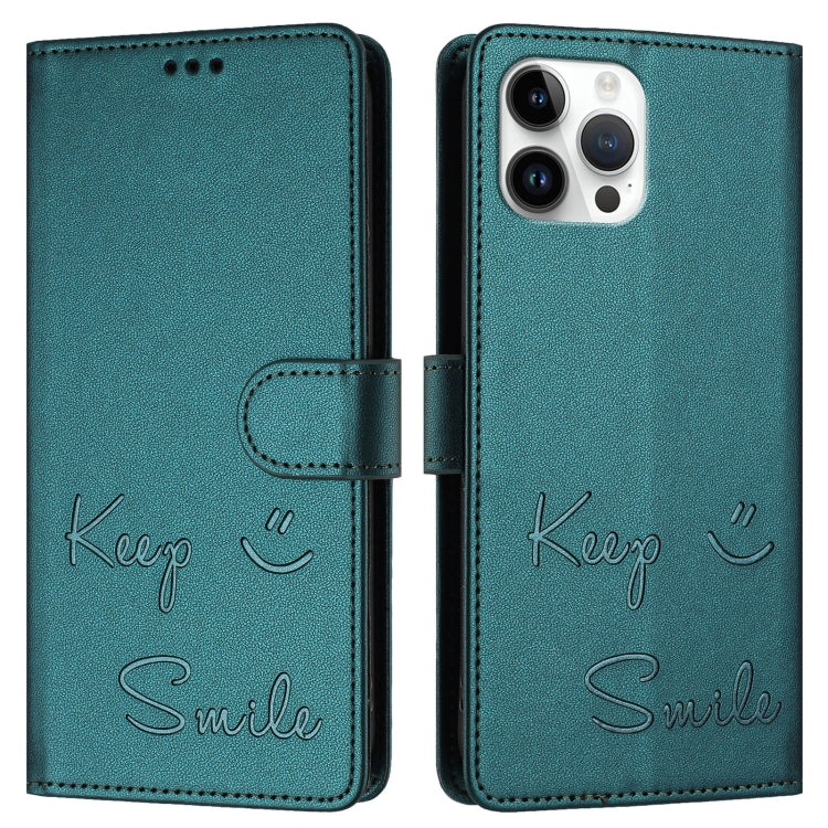 For iPhone 12 Pro Max Smile Embossing RFID Leather Phone Case