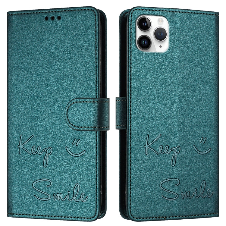 For iPhone 11 Pro Max Smile Embossing RFID Leather Phone Case