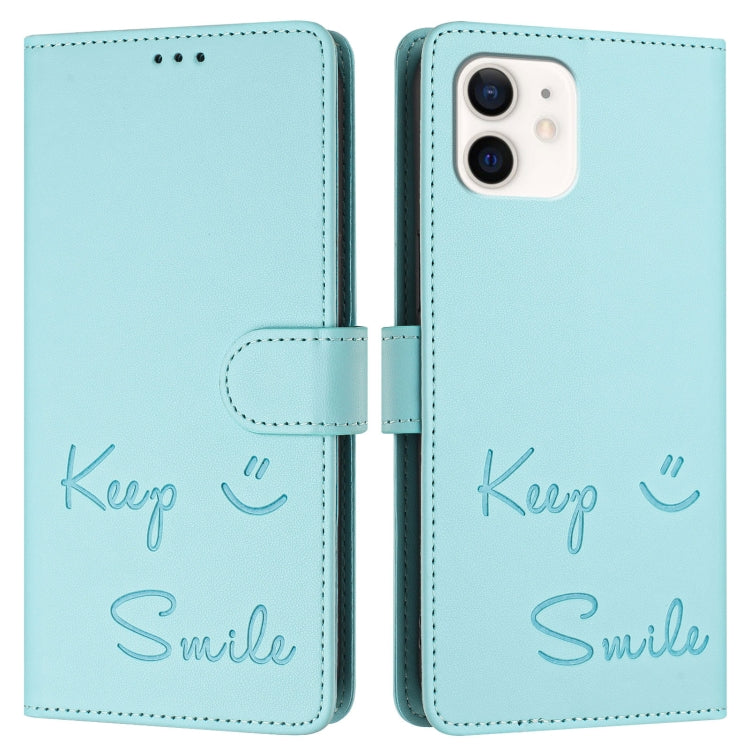 For iPhone 11 Smile Embossing RFID Leather Phone Case