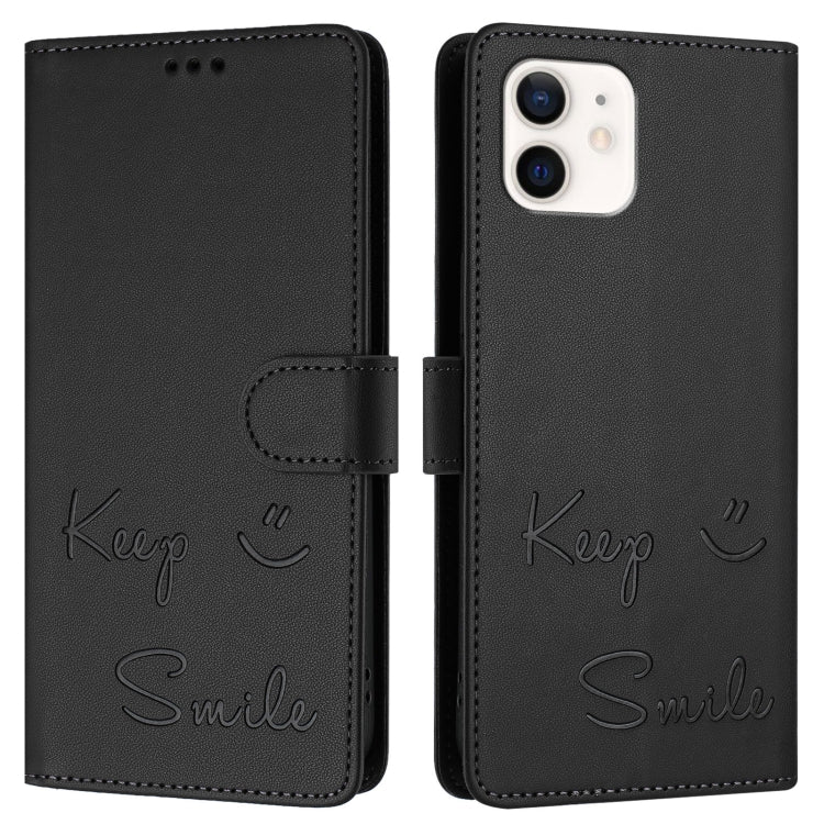For iPhone 11 Smile Embossing RFID Leather Phone Case