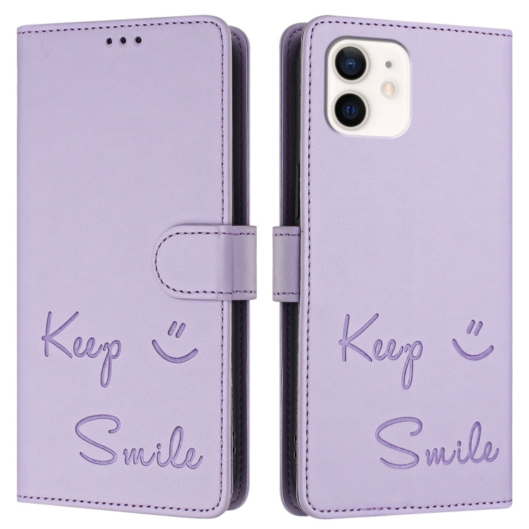 For iPhone 11 Smile Embossing RFID Leather Phone Case