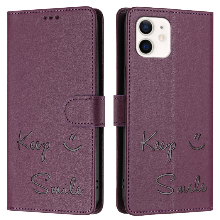 For iPhone 11 Smile Embossing RFID Leather Phone Case