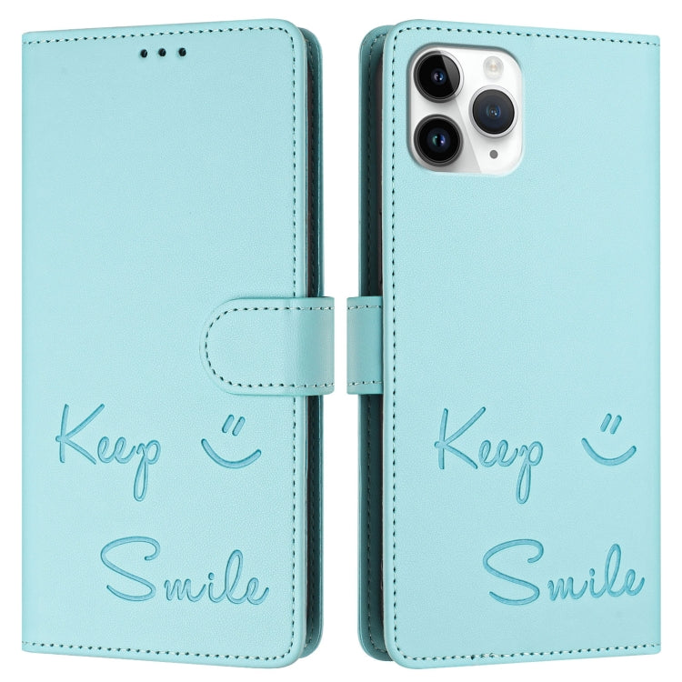 For iPhone 11 Pro Smile Embossing RFID Leather Phone Case
