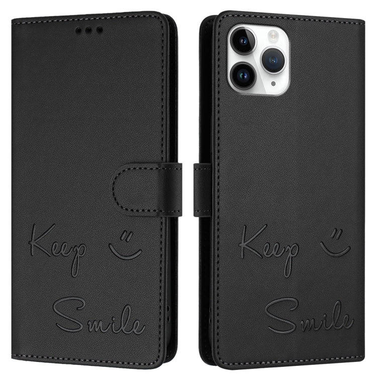 For iPhone 11 Pro Smile Embossing RFID Leather Phone Case