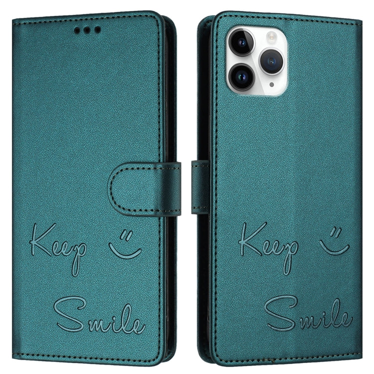 For iPhone 11 Pro Smile Embossing RFID Leather Phone Case