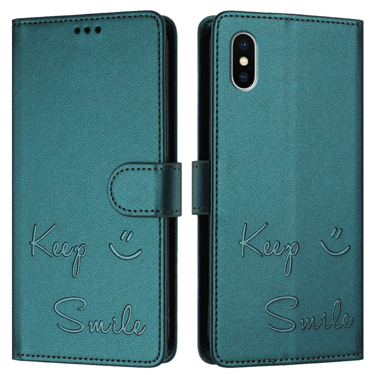 For iPhone X / XS Smile Embossing RFID Leather Phone Case