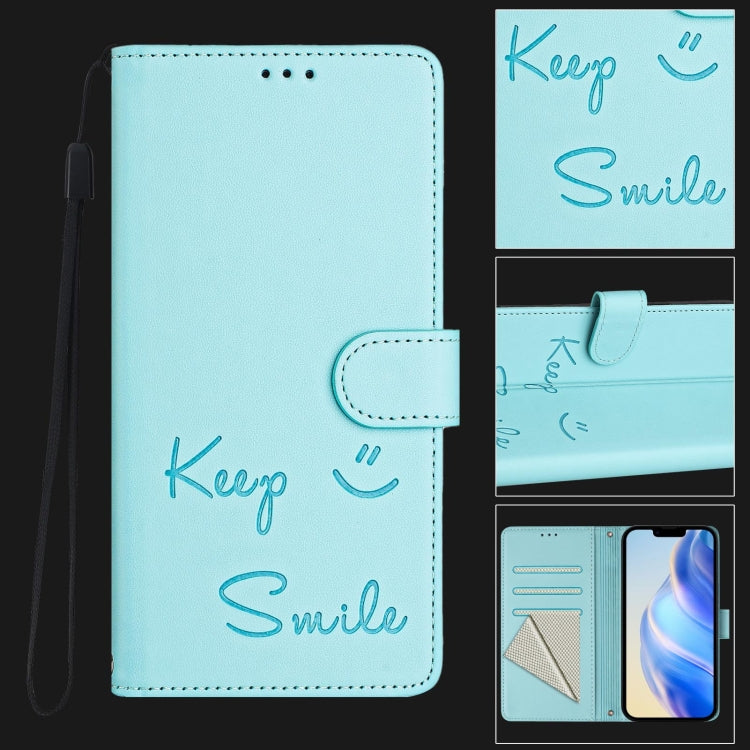 For iPhone XR Smile Embossing RFID Leather Phone Case