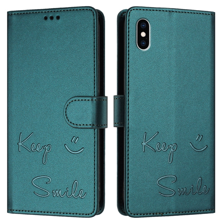 For iPhone XS Max Smile Embossing RFID Leather Phone Case
