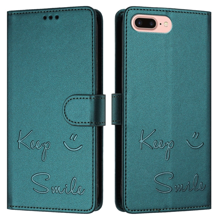 For iPhone 8 Plus / 7 Plus Smile Embossing RFID Leather Phone Case