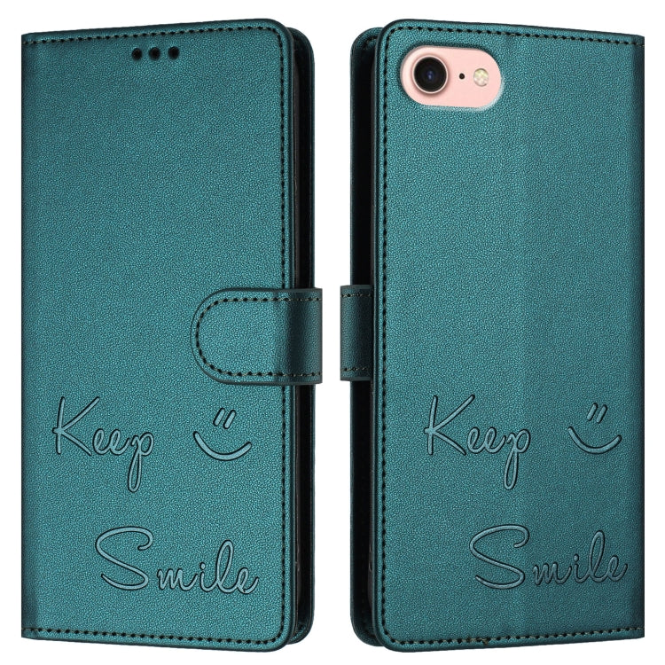 For iPhone SE 2024 Smile Embossing RFID Leather Phone Case